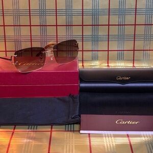 Cartier Big C Gold and Brown Unisex Sunglasses